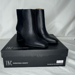 I.N.C international Concepts Black dashal Leather Ankle Boots 10M